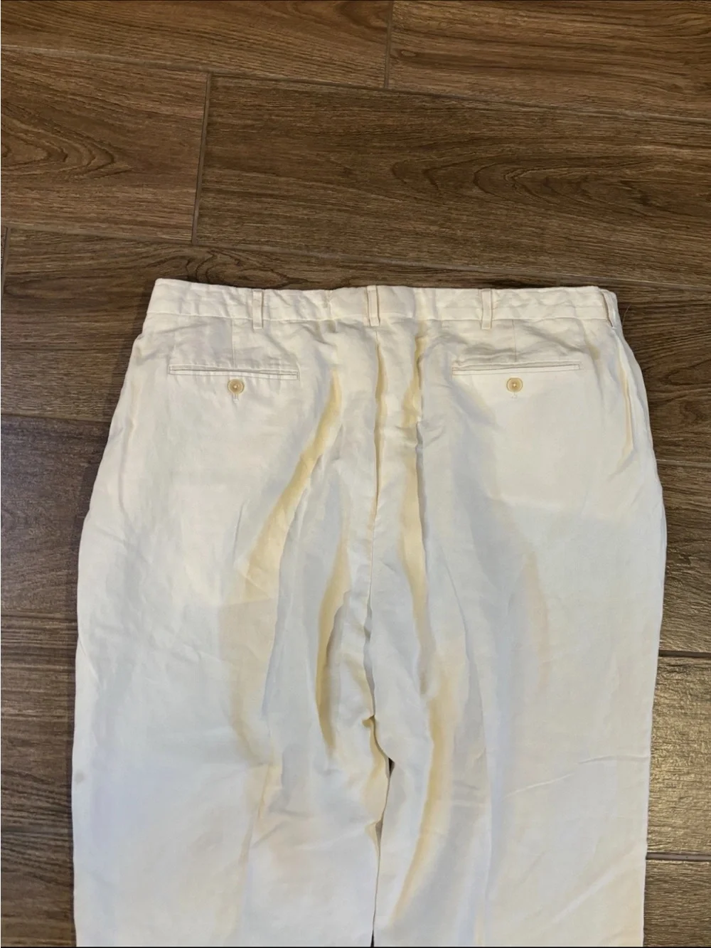 Polo Ralph Lauren Linen Silk Pants Mens 44x30 White Flat Front Resort